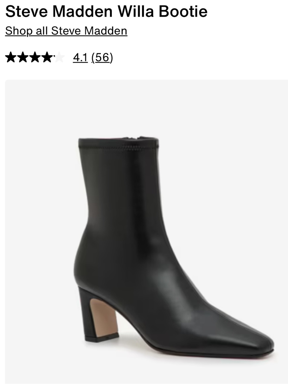 Steve Madden Willah Mid-Heel Black Ankle Boot